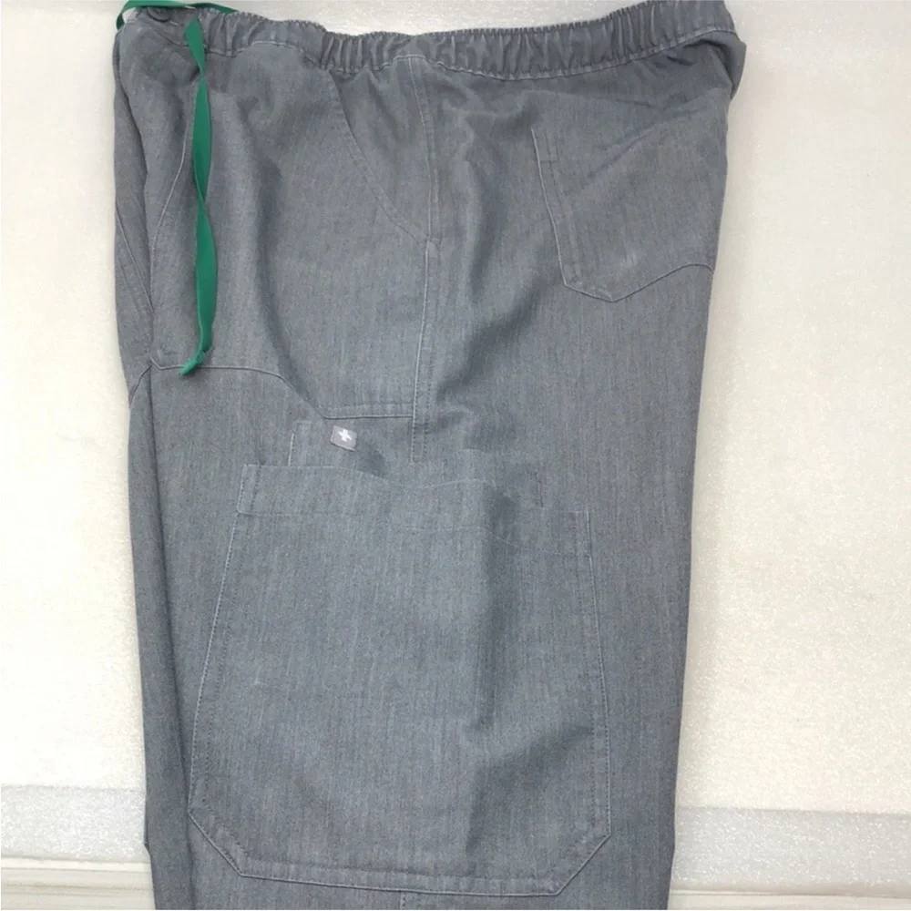 Figs Scrub Pants Gray Technical Collection Cargo Green Drawstring Men’s Size M